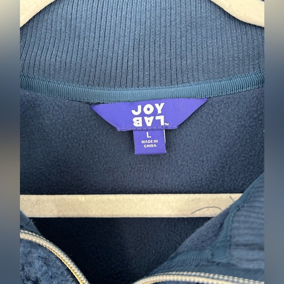 JoyLab Navy Blue Sherpa Quarter Zip Women’s Size Large Kangaroo Front Pocket - Picture 9 of 12